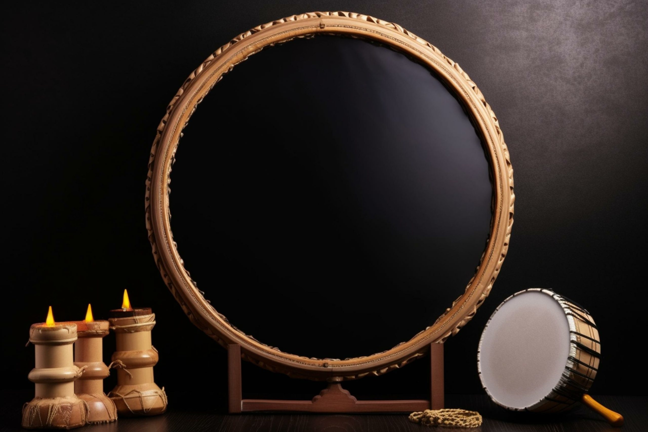Ramadan Frame and Drum. Generative AI